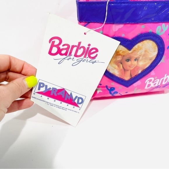 NWT Vintage 1991 Barbie Confetti Print Mattel Pyramid Mini Purse Handbag - Picture 2 of 4